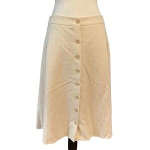 CALVIN KLEIN Button-Down A-Line Career Casual Skirt Women’s SZ 10P in Ecru